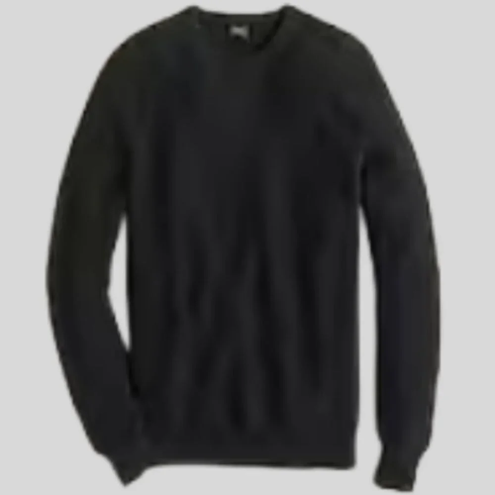 J. Crew Cotton Crewneck Sweater in Garter Stitch Black Size MT NWOT, Preppy - Picture 14 of 14